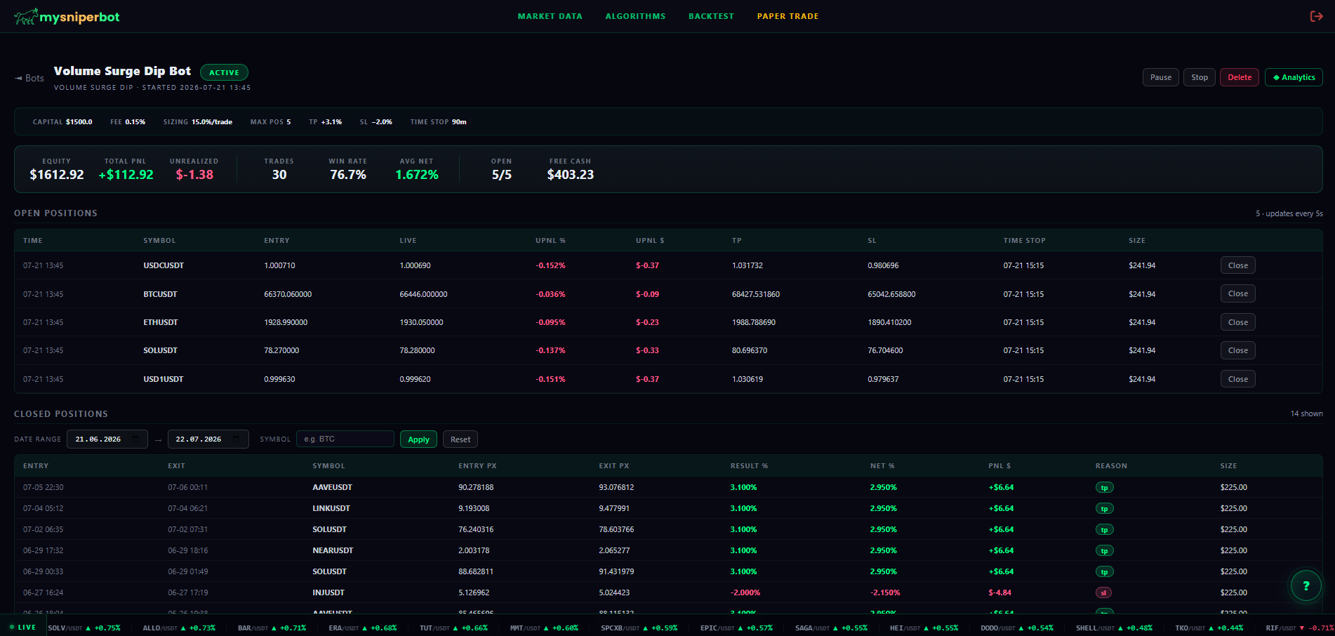 Paper Trade Bot